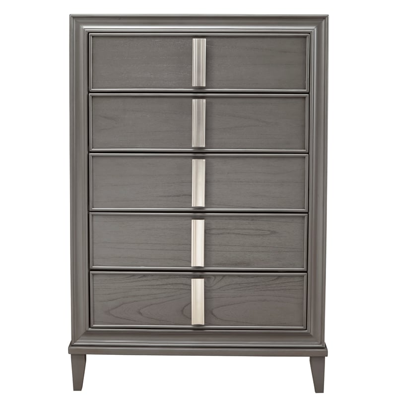 Home Square 2 Piece Set with Wood 6-Drawer Dresser & 5-Drawer Chest in Dark Gray