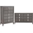 Home Square 2 Piece Set with Wood 6-Drawer Dresser & 5-Drawer Chest in Dark Gray