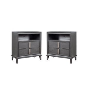 Home Square 2 Piece Furniture Set with Wood TV Media Chest in Dark Gray