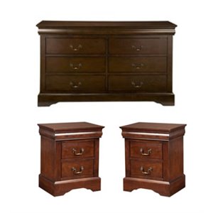 home square 3 piece furniture set with wood nightstand and dresser in cappuccino