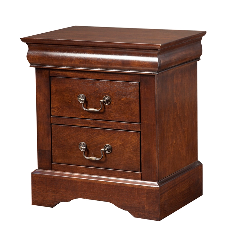 Home Square 2 Piece Furniture Set with 2-Drawer Wood Nightstand in Cappuccino