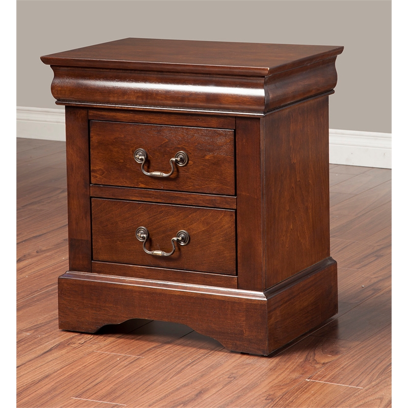 Home Square 2 Piece Furniture Set with 2-Drawer Wood Nightstand in Cappuccino