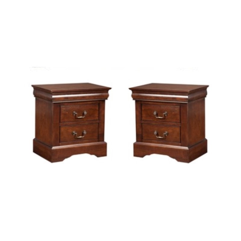 Home Square 2 Piece Furniture Set with 2-Drawer Wood Nightstand in Cappuccino