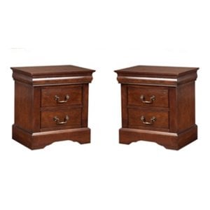 Home Square 2 Piece Furniture Set with 2-Drawer Wood Nightstand in Cappuccino