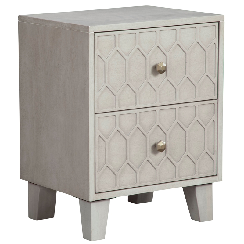 Home Square 2 Piece Furniture Set with 2-Drawer Wood Nightstand in Light Gray