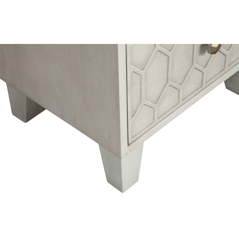 Home Square 2 Piece Furniture Set with 2-Drawer Wood Nightstand in Light Gray