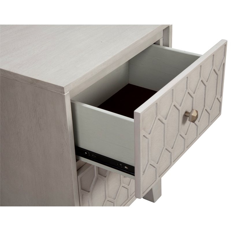 Home Square 2 Piece Furniture Set with 2-Drawer Wood Nightstand in Light Gray