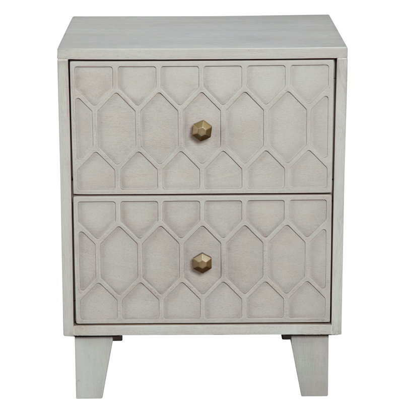 Home Square 2 Piece Furniture Set with 2-Drawer Wood Nightstand in Light Gray