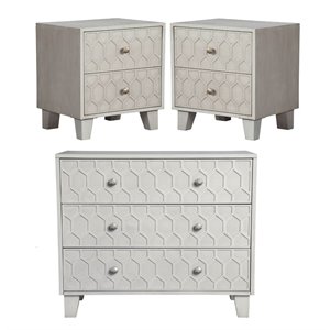 home square 3 piece set with 2-drawer wood nightstand and 3-drawer small chest