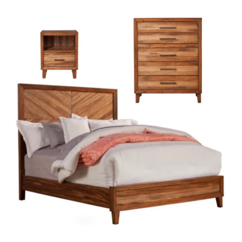 Home Square 3 Piece Set with Nightstand Multifunction Chest Standard King Bed