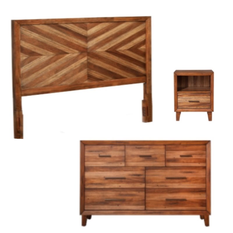 Home Square 3 Piece Set with Nightstand Dresser and Standard King Wood Headboard