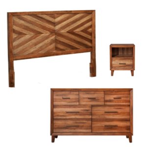 Home Square 3 Piece Set with Nightstand Dresser and Standard King Wood Headboard