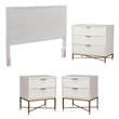 Home Square 4 Piece Set with Nightstand Full Wood Headboard and Accent Chest