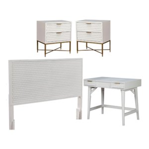 Home Square 4 Piece Set with Nightstand California King Headboard Bedroom Vanity
