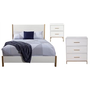 Home Square 3 Piece Set with Nightstand Small Chest & Standard King Panel Bed