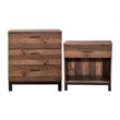 Home Square 2 Piece Set with Nightstand and 3-Drawer Accent Chest in Rustic Pine