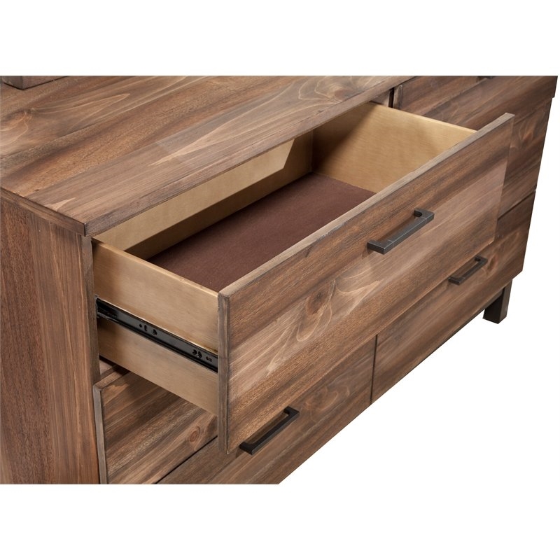 Home Square 2 Piece Set with Nightstand and 6-Drawer Dresser in Rustic Pine