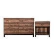 Home Square 2 Piece Set with Nightstand and 6-Drawer Dresser in Rustic Pine