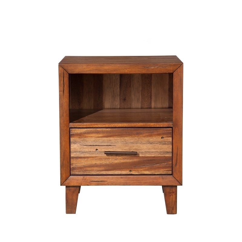 Home Square 2 Piece Set with Nightstand and 7-Drawer Dresser in Toffee (Brown)