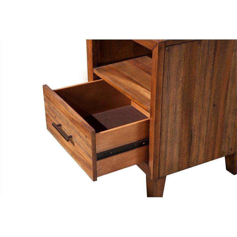 Home Square 2 Piece Furniture Set with Nightstand and Mirror in Toffee (Brown)