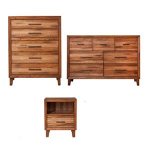 Home Square 3 Piece Set with Nightstand Dresser & Multifunction Chest in Toffee