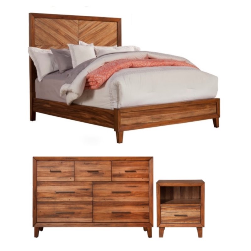 Home Square 3 Piece Furniture Set with Nightstand Dresser & California King Bed