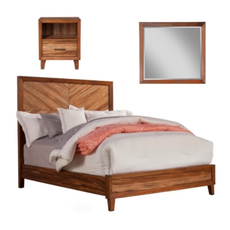 Home Square 3 Piece Furniture Set with Nightstand Mirror & California King Bed