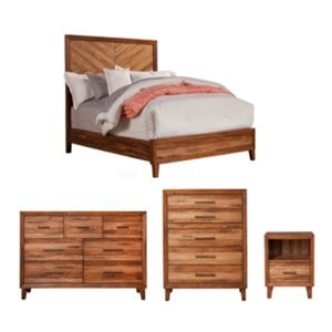 Home Square 4 Piece Set with Nightstand Dresser Chest & California King Bed