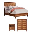 Home Square 3 Piece Set with Nightstand Multifunction Chest and Queen Wood Bed