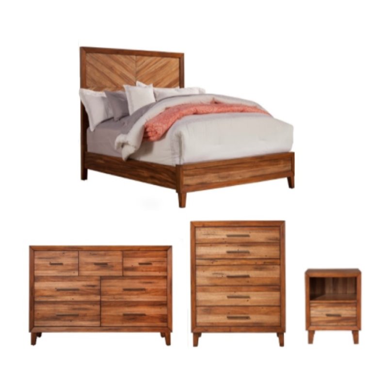 Home Square 4 Piece Set with Nightstand Dresser Chest & Standard King Bed