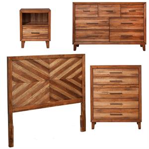 Home Square 4 Piece Set with Nightstand Dresser Chest California King Headboard