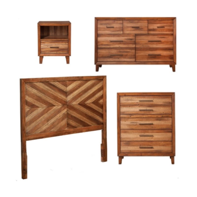 Home Square 4 Piece Set with Nightstand Dresser Chest & Standard King Headboard