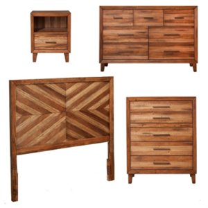 Home Square 4 Piece Set with Nightstand Dresser Chest & Standard King Headboard