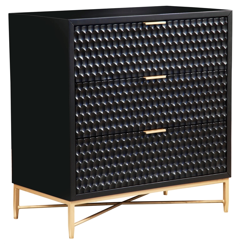 Home Square 2 Piece Furniture Set with Nightstand and Small Wood Chest in Black