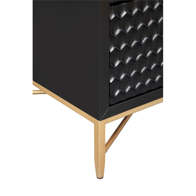 Home Square 2 Piece Furniture Set with Nightstand and Small Wood Chest in Black