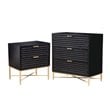 Home Square 2 Piece Furniture Set with Nightstand and Small Wood Chest in Black
