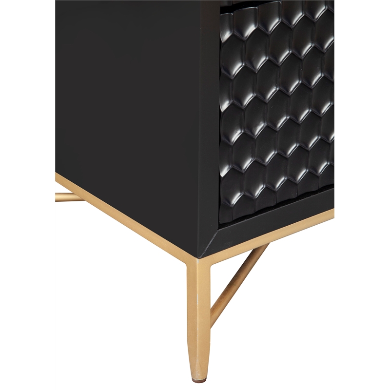 Home Square 2 Piece Furniture Set with Nightstand and 5-Drawer Chest in Black