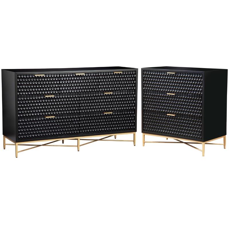 Home Square 2 Piece Furniture Set with Dresser and Small Chest in Black