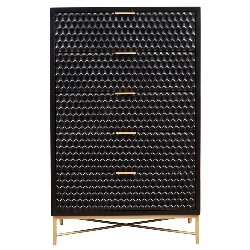 Home Square 2 Piece Set with 7-Drawer Dresser and 5-Drawer Chest in Black