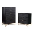 Home Square 2 Piece Furniture Set with Wood Small Chest and Chest in Black