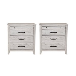 Home Square 2 Piece Set with 3-Drawer Nightstand in Weathered Light Gray