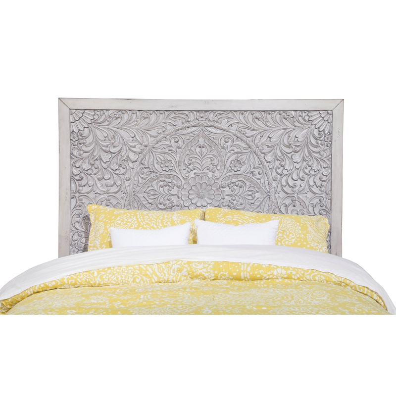 Home Square 3 Piece Set with Nightstand & King Headboard in Weathered Light Gray