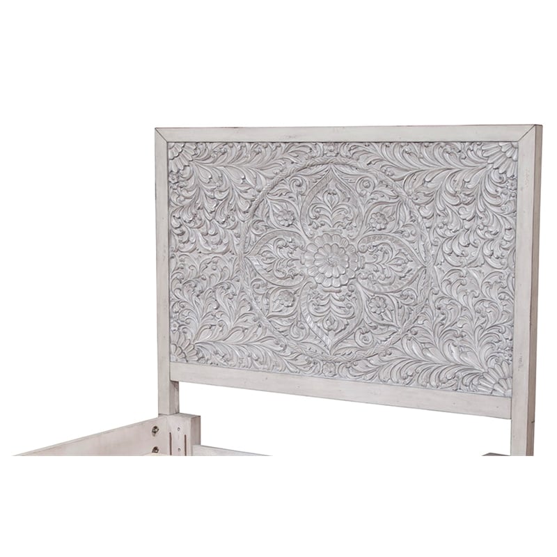 Home Square 3 Piece Set with Nightstand & King Headboard in Weathered Light Gray