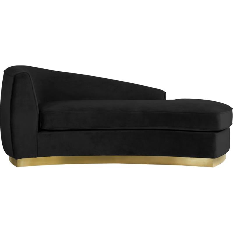 Home Square 3-Piece Set with Velvet Accent Chair Chaise and Sofa in Black