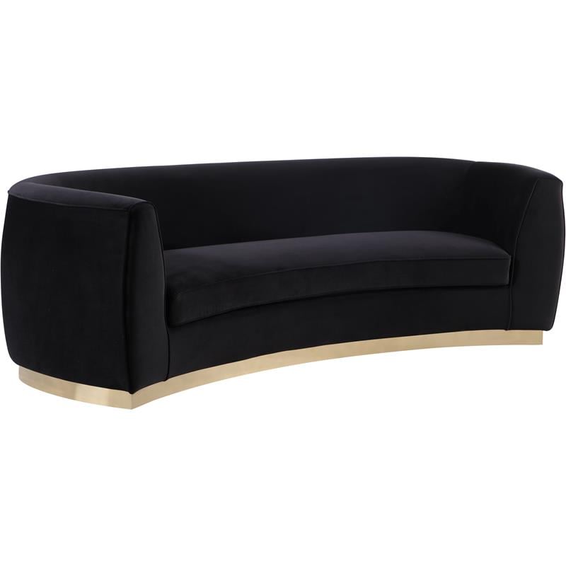 Home Square 3-Piece Set with Velvet Accent Chair Chaise and Sofa in Black