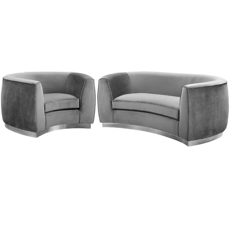 Home Square 2-Piece Furniture Set with Velvet Accent Chair and Loveseat