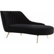 Home Square 2-Piece Set with Velvet Accent Chair and Chaise in Black and Gold