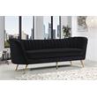 Home Square 2-Piece Set with Velvet Accent Chair and Sofa in Black and Gold