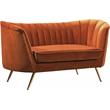 Home Square 3-Piece Set with Accent Chair Loveseat & Sofa in Cognac and Gold