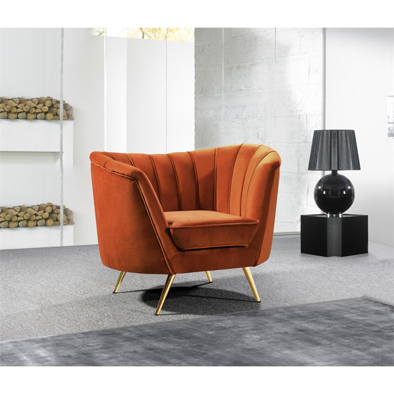 Home Square 3-Piece Set with Accent Chair Loveseat & Sofa in Cognac and Gold